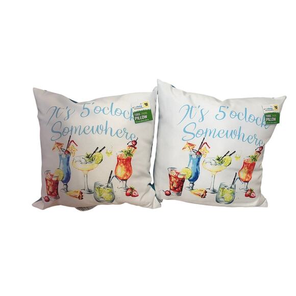 None Other - It's 5 o'clock Somewhere Cocktail Toss Pillow